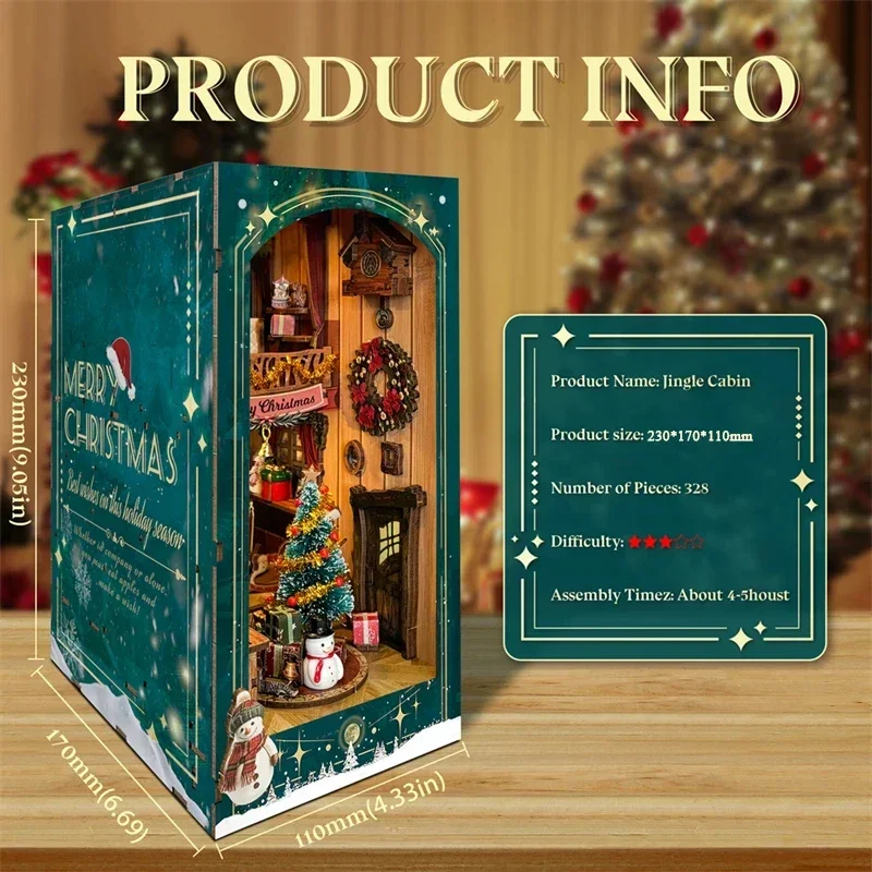 Diy Wooden Book Nook Kit Shelf Insert - Feliz Natal! Kit Miniatura DIY de