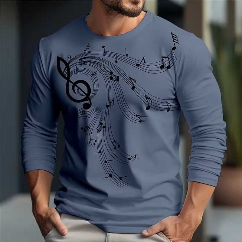 Music - Camiseta Masculina de Manga Longa 3D