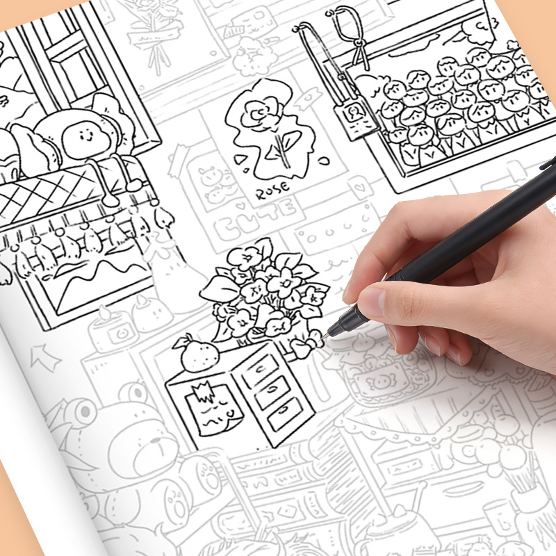 Livro de colorir com desenhos  - Adult Coloring Book Stress Relief avaliação e preço