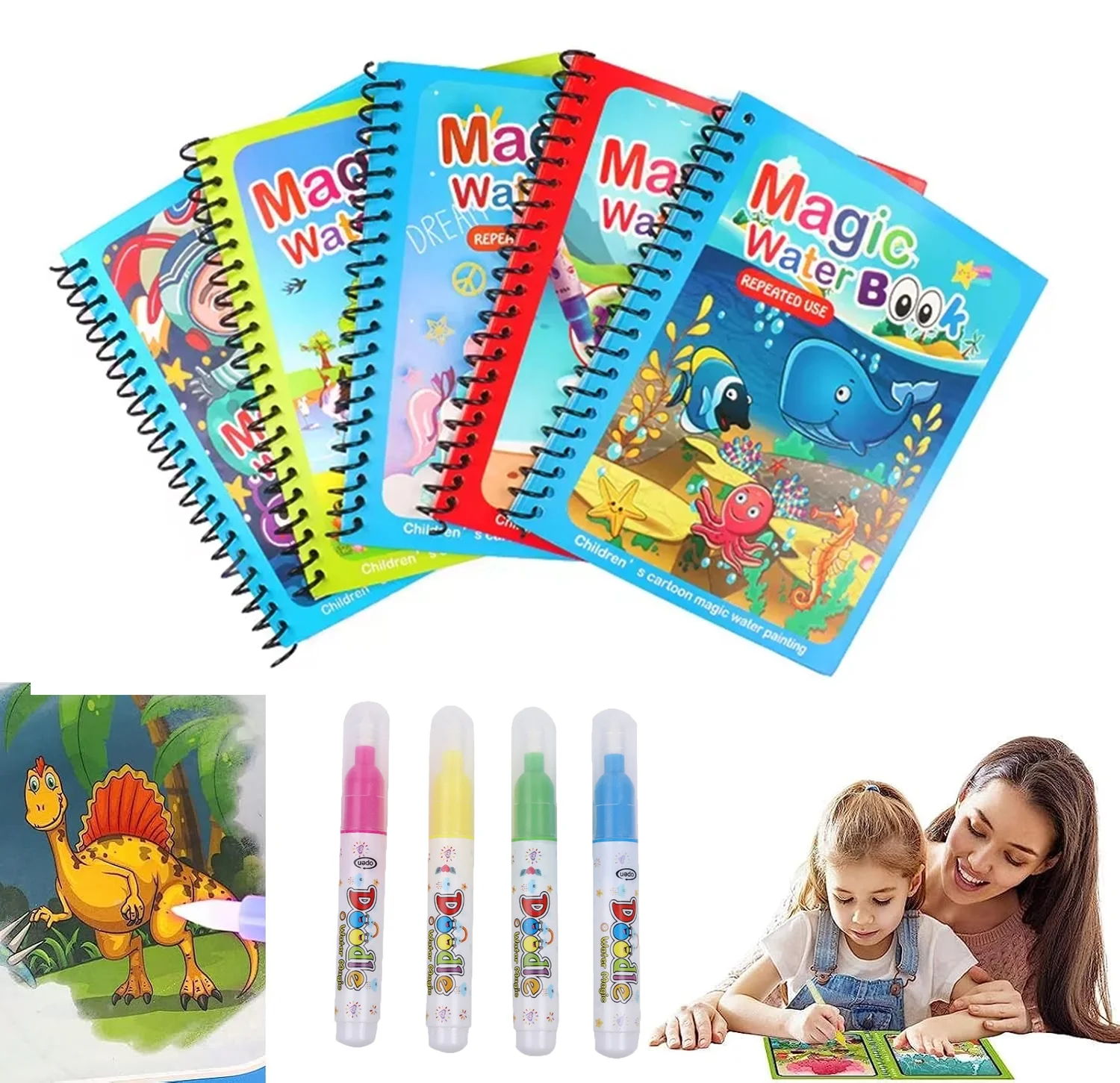 1pc crianças pintura em aquare - Reusable Water Magic Coloring Book avaliação e preço