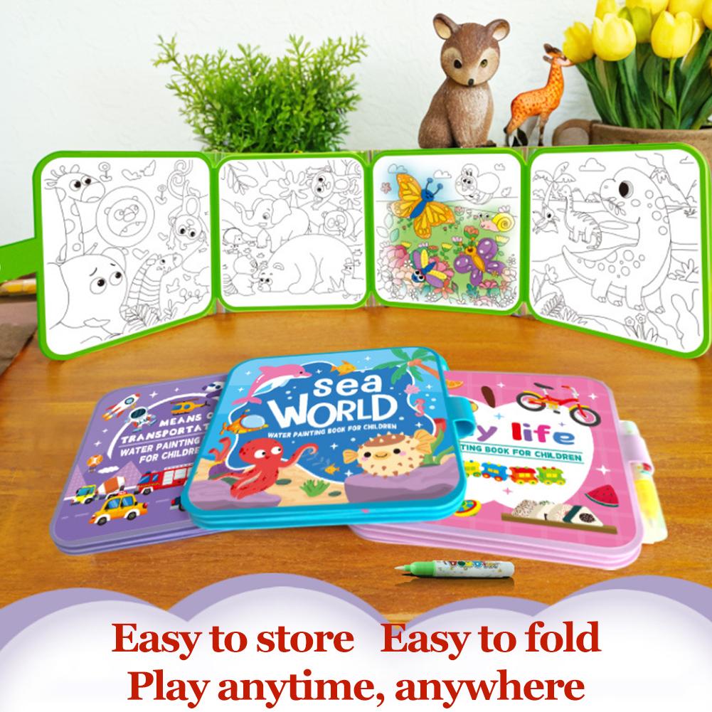 Livro mágico de desenho de águ - Reusable Water Magic Coloring Book avaliação e preço